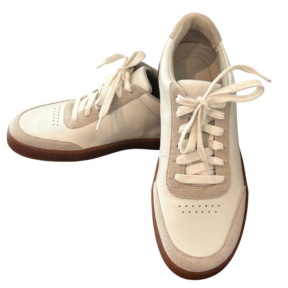 Vince Men's Noel Off White Leather Suede Low Top Gum Sole Sneakers US 7M NWOB